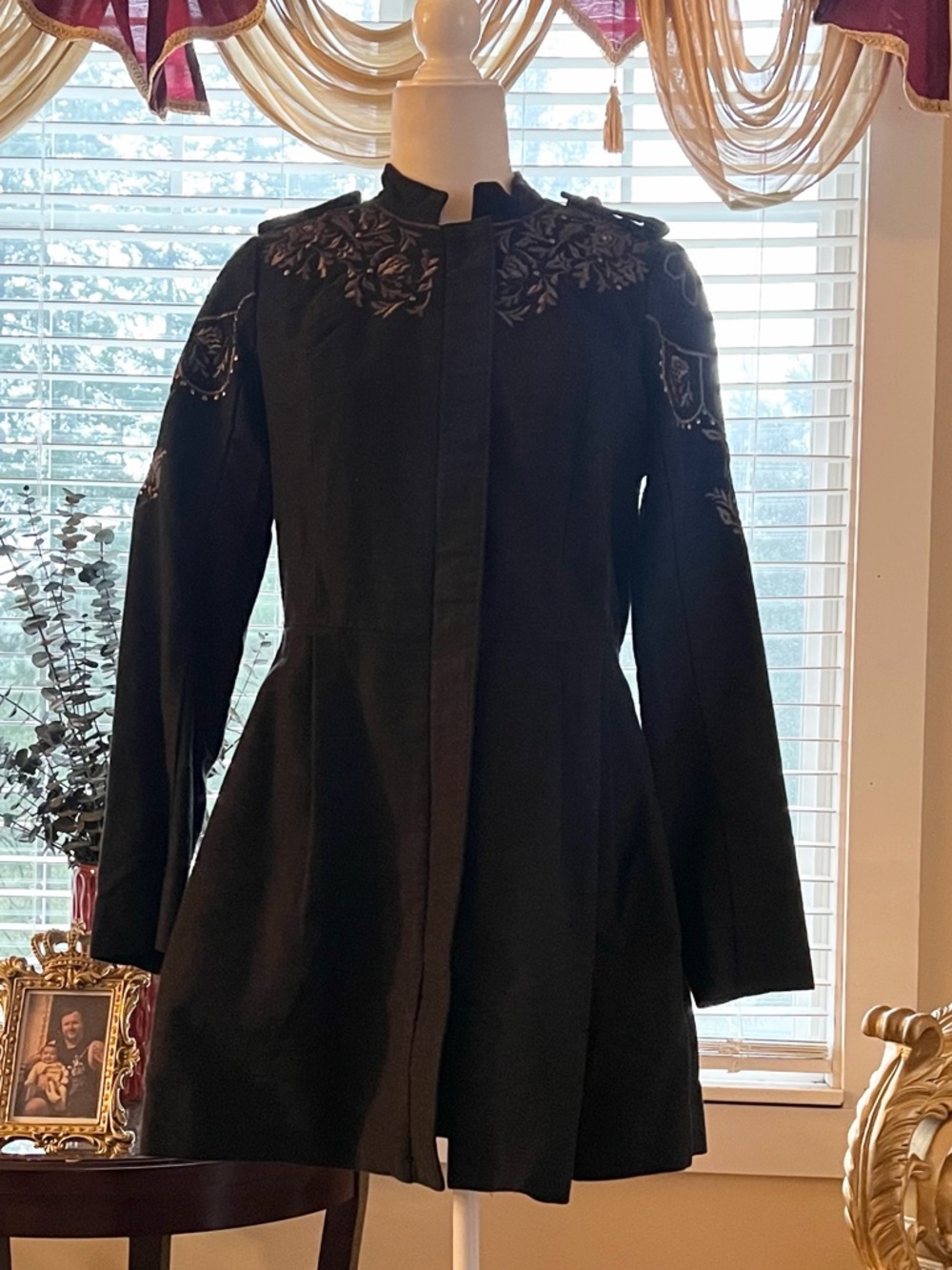 Free People Elegant Black Embroidered Women's Coat